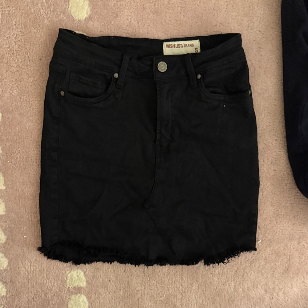 Wishlist Black Frayed Hem Jean Skirt